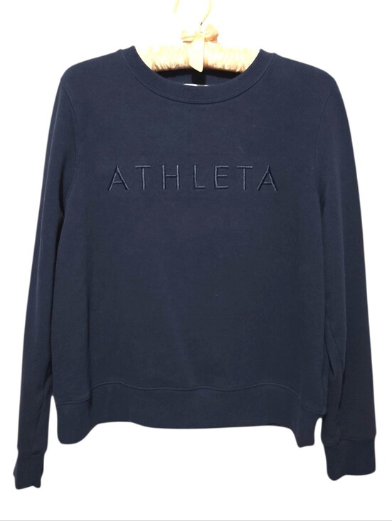Athleta Tops - Athleta Navy Tonal Logo Crewneck Super Soft Sweatshirt Medium